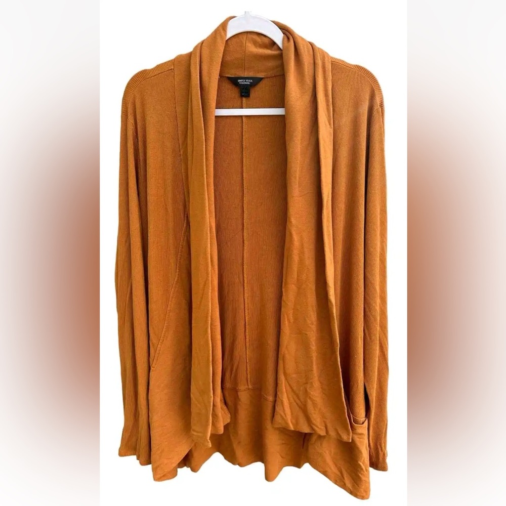 Simply Vera Wang Cardigan L Built in Chiffon Flyaway Open Front